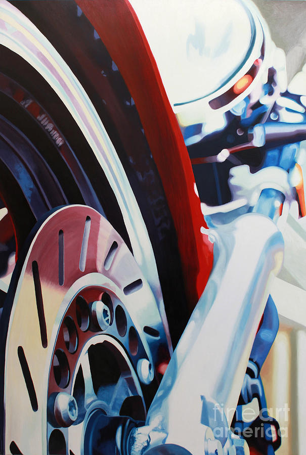 Motorcycle Painting - SRX-6 Fork by Guenevere Schwien