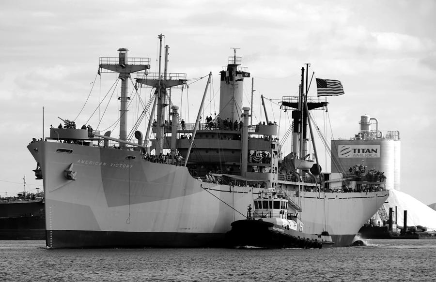 Black And White Photograph - SS American Victory by David Lee Thompson