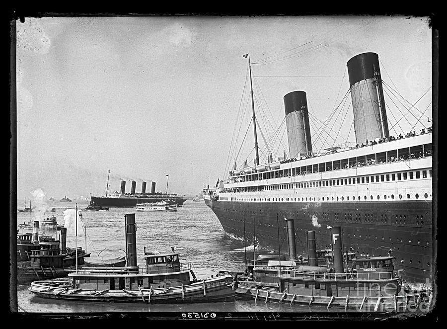 SS Olympic and Lusitania Photograph by Russell Brown