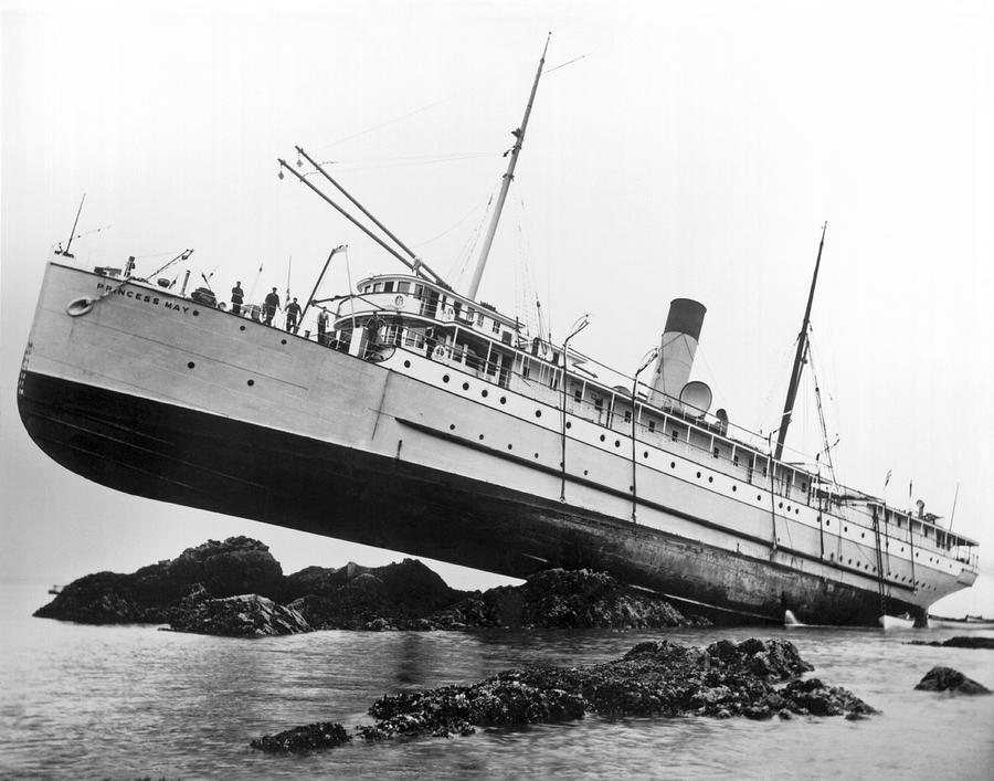 S.S. Princess May Runs Aground Photograph by Underwood Archives