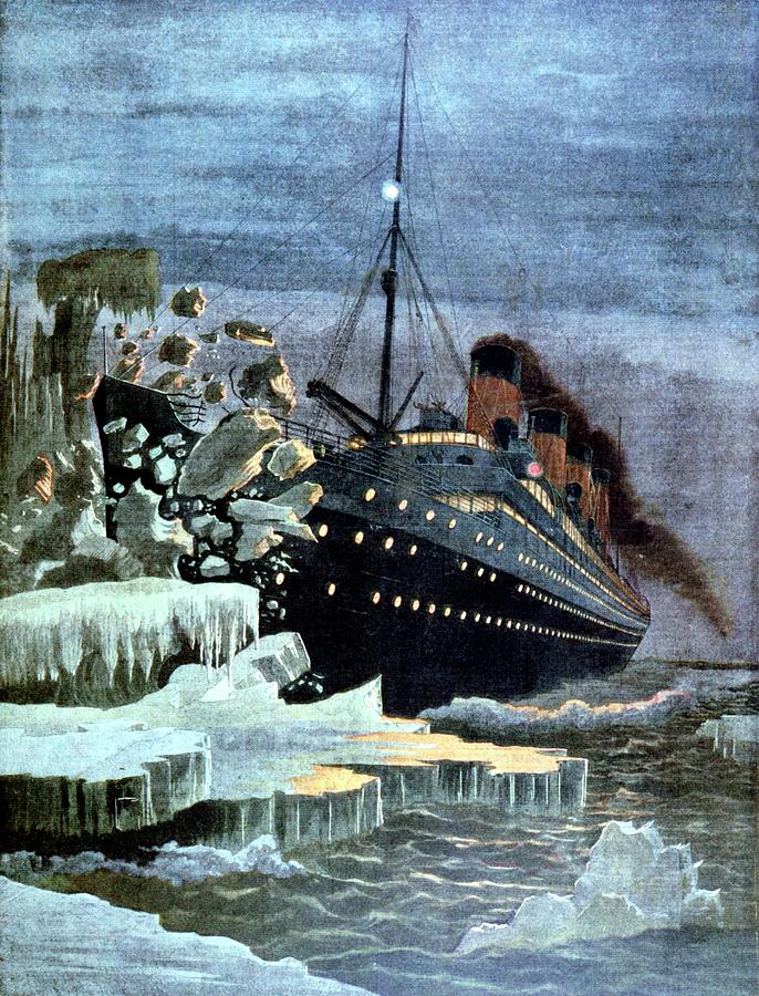 Paris Photograph - Ss Titanic Colliding With An Iceberg by Universal History Archive/uig