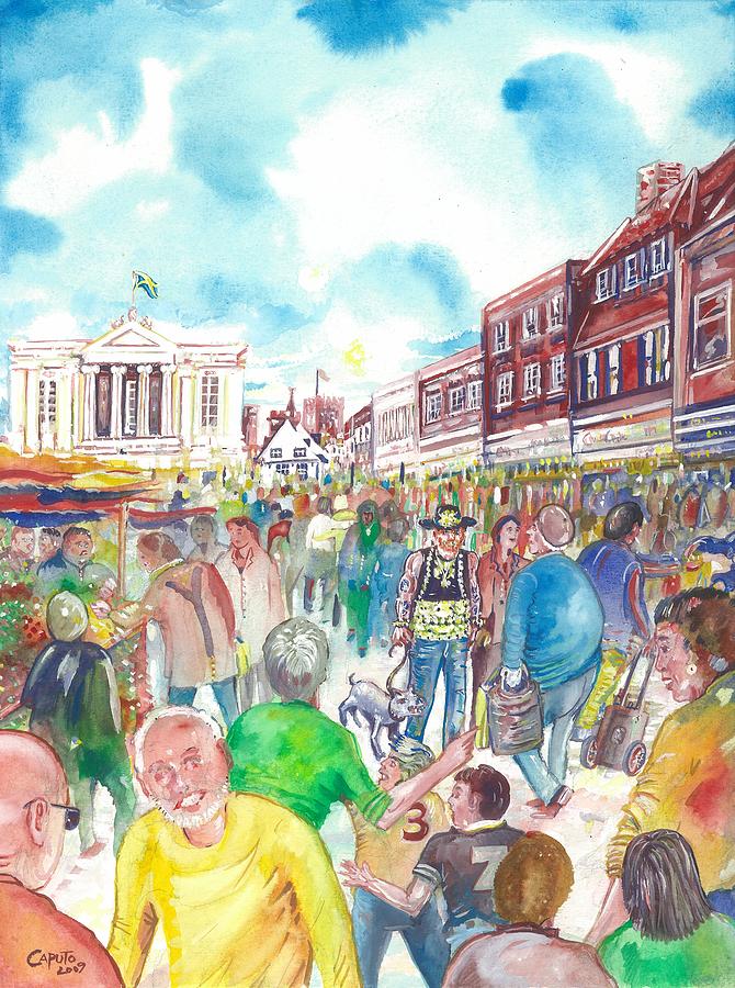 St Albans - Market People Painting by Giovanni Caputo