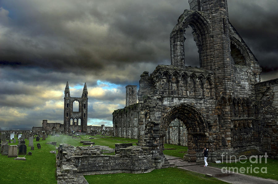 Romanesque Photograph - St Andrews Cathedral and gravestones by RicardMN Photography