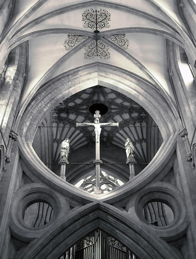 St Andrews Cross Scissor Arches of Wells Cathedral  Photograph by Menega Sabidussi