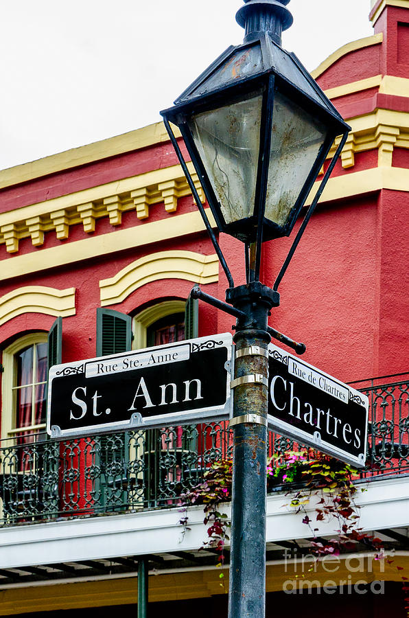 Sign Photograph - St. Ann and Chartres NOLA  by Kathleen K Parker