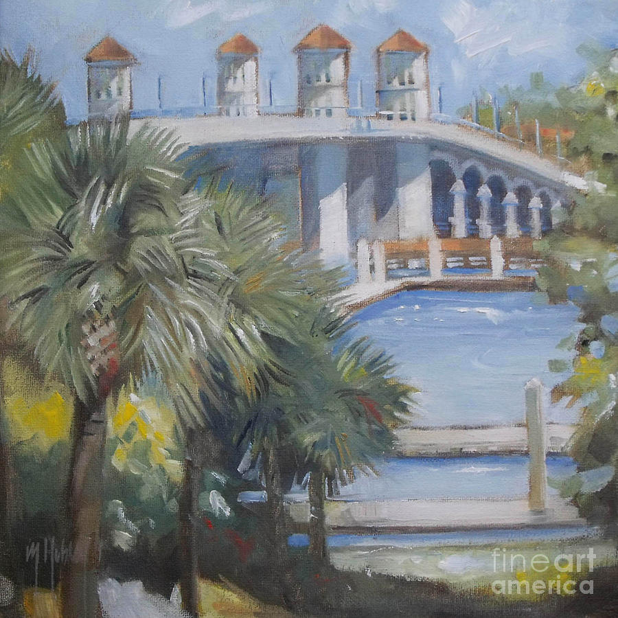 St Augustine Bridge of Lions Painting by Mary Hubley