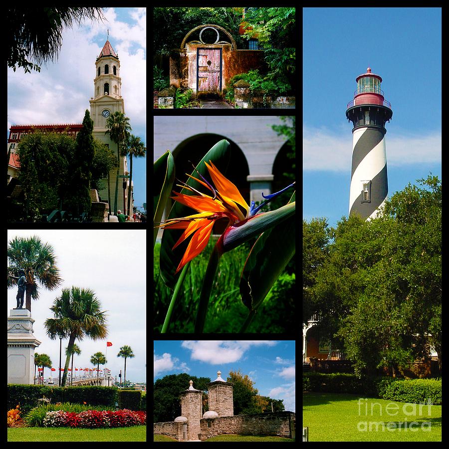 Landmark Photograph - St Augustine in Florida - 3 Collage by Susanne Van Hulst