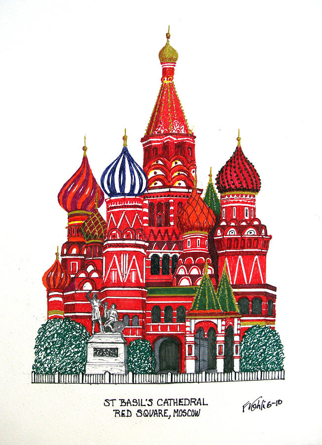 St Basil's Cathedral Drawing by Frederic Kohli