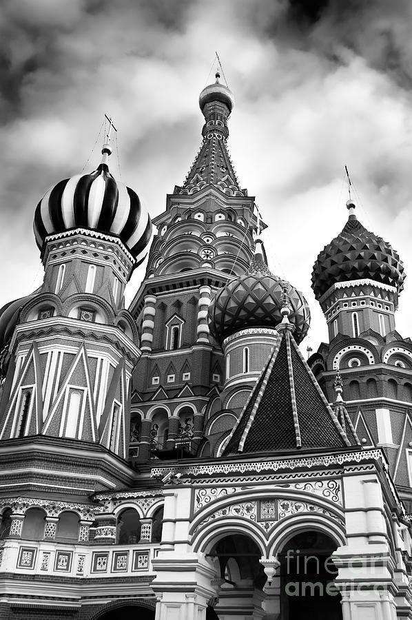 Moscow Photograph - St Basils Cathedral in Moscow Russia Black and white by Maxim Images Exquisite Prints