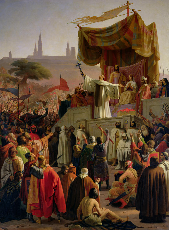 Knight Painting - St Bernard Preaching the Second Crusade in Vezelay by Emile Signol