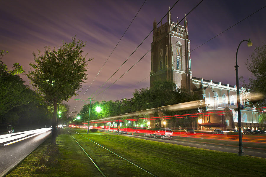 St Charles Avenue Light Trails Photograph by Ray Devlin