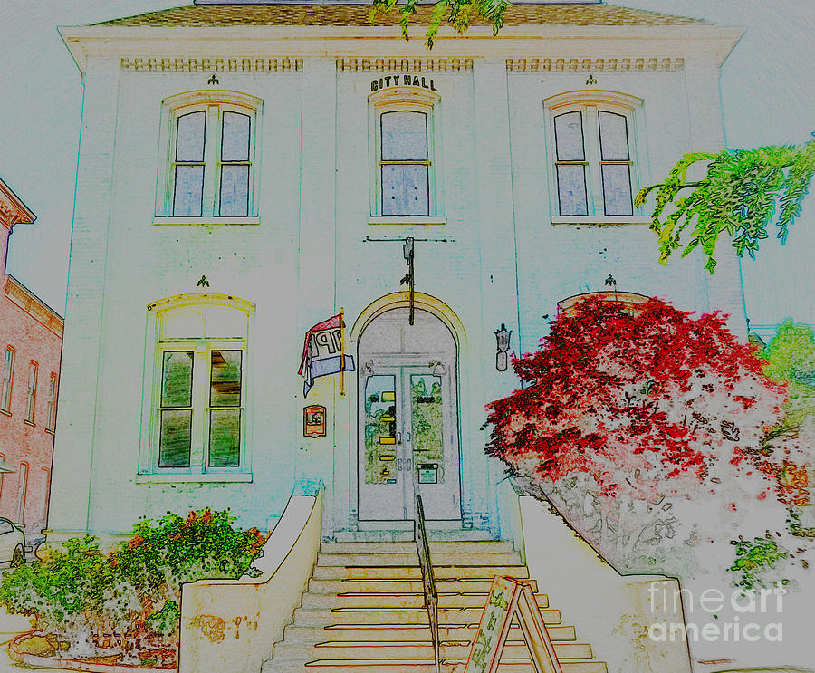 St. Charles County City Hall in Colored Pencil Photograph by Kelly Awad