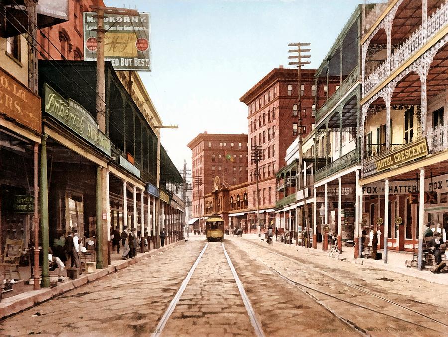 St Charles Street New Orleans 1900 Digital Art by Unknown
