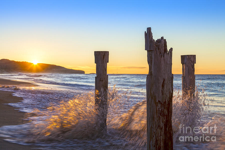 Sunset Photograph - St Clair Beach Dunedin at Sunrise by Colin and Linda McKie