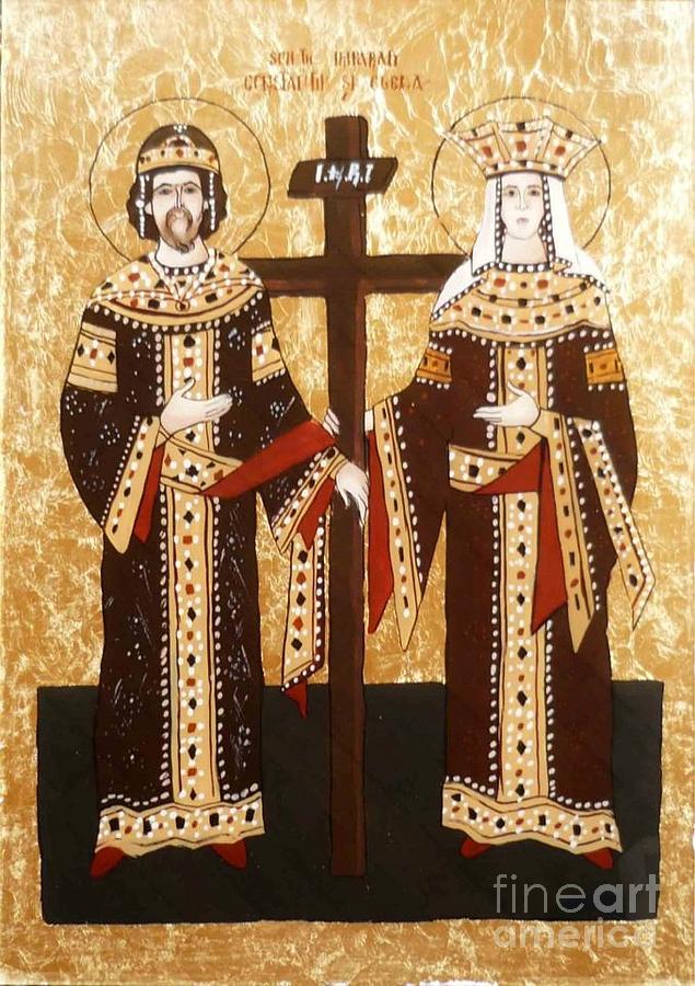 Icon Painting - St. Constantine and Hellen by Ionela Marin