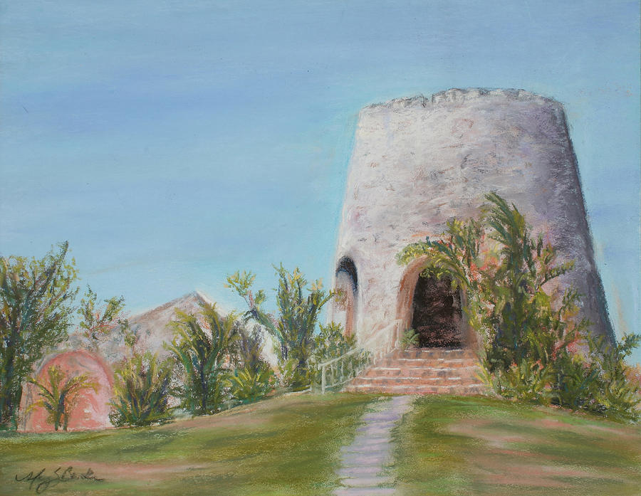 St. Croix Sugar Mill Pastel by Mary Benke