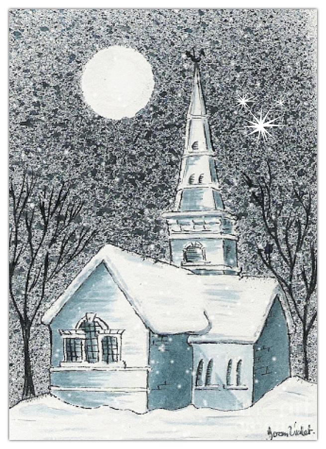 St Cuthberts in the Snow Painting by Joan-Violet Stretch
