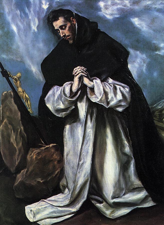 El Greco Painting - St Dominic in Prayer by Celestial Images