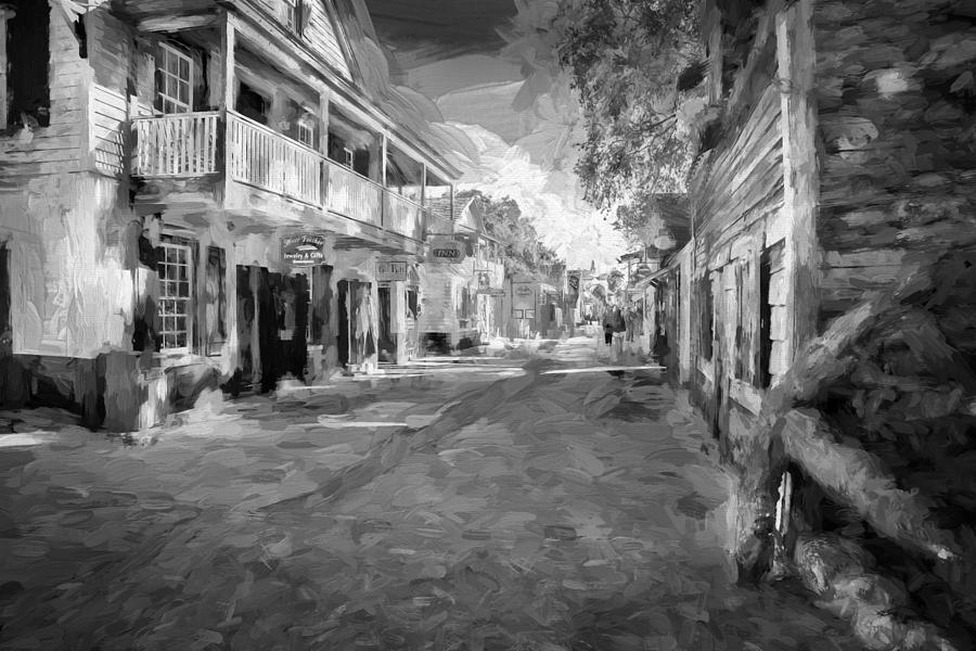 St George Street St Augustine Florida Painted BW Photograph by Rich Franco