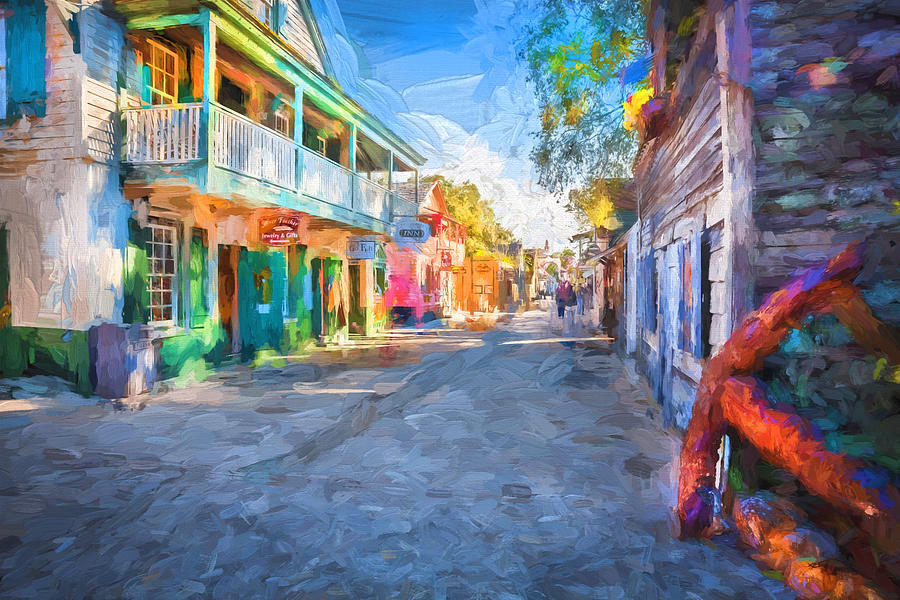 St George Street St Augustine Florida Painted Photograph by Rich Franco