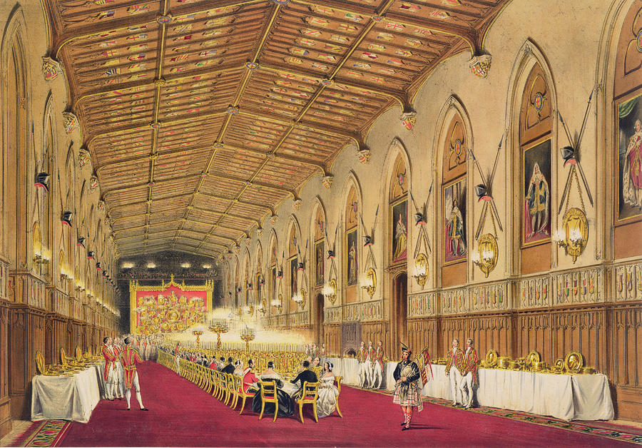Image result for St Georges Hall, Windsor Castle, 1838, by James Baker Pyne