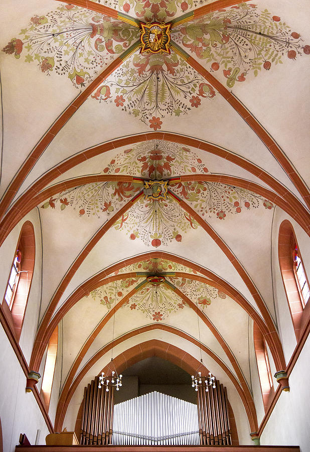 Architecture Photograph - St Goar organ and ceiling by Jenny Setchell