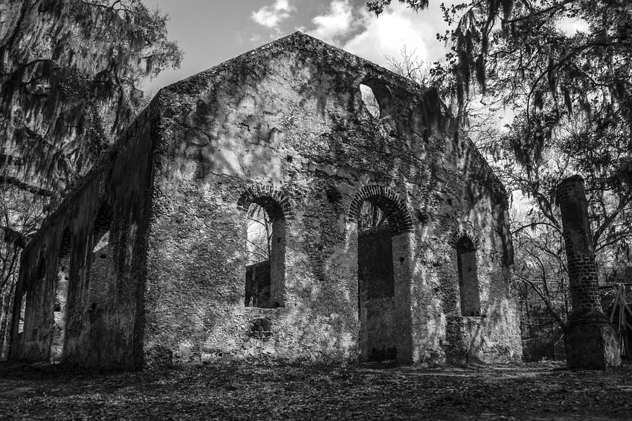 Tree Photograph - St Helena Chapel of Ease  BW 3 by Steven  Taylor