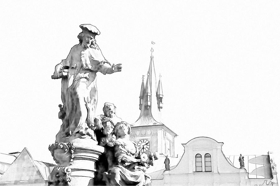 St. Ivo Statue on the Charles Bridge. Prague Photograph by Jenny Rainbow