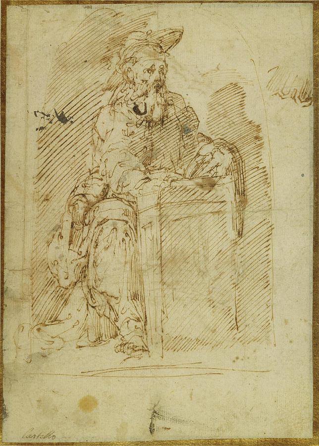 St. Jerome (recto), Kneeling Male Nude, with His Head and 