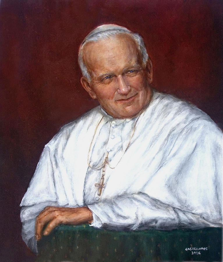 Portrait Painting - St. John Paul II by Sylvia Castellanos
