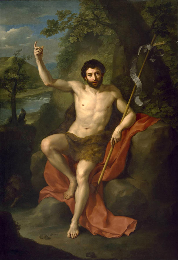 St John the Baptist Preaching in the Wilderness Painting by Anton Raphael Mengs