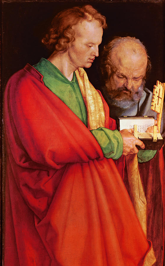 Book Photograph - St. John With St. Peter And St. Paul With St. Mark, 1526 Oil On Panel Detail Of 170205 by Albrecht Drer or Duerer