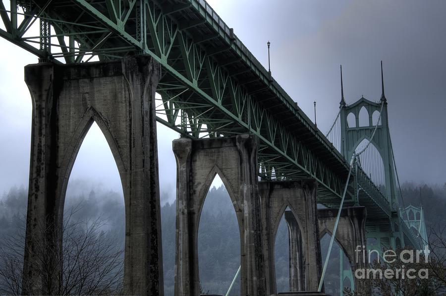 Bridge Photograph - St Johns Bridge Oregon by Bob Christopher
