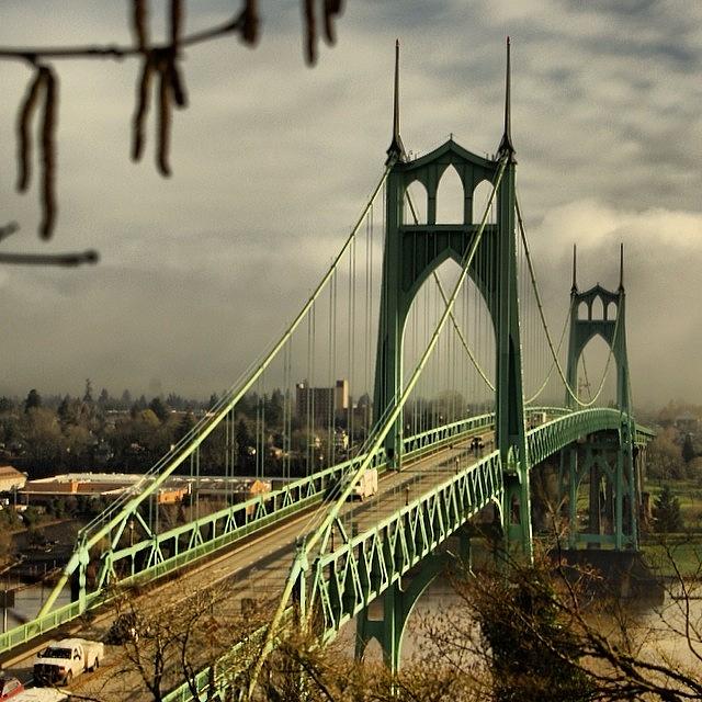 St. Johns Bridge This Morning As I Was Photograph by Mike Warner