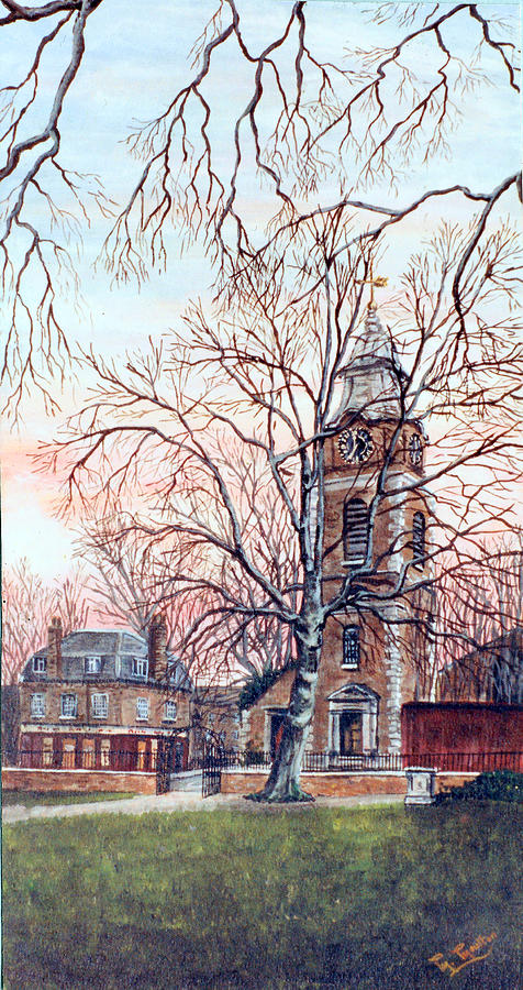 Tree Painting - St Johns Church Wapping at Sunrise by Mackenzie Moulton