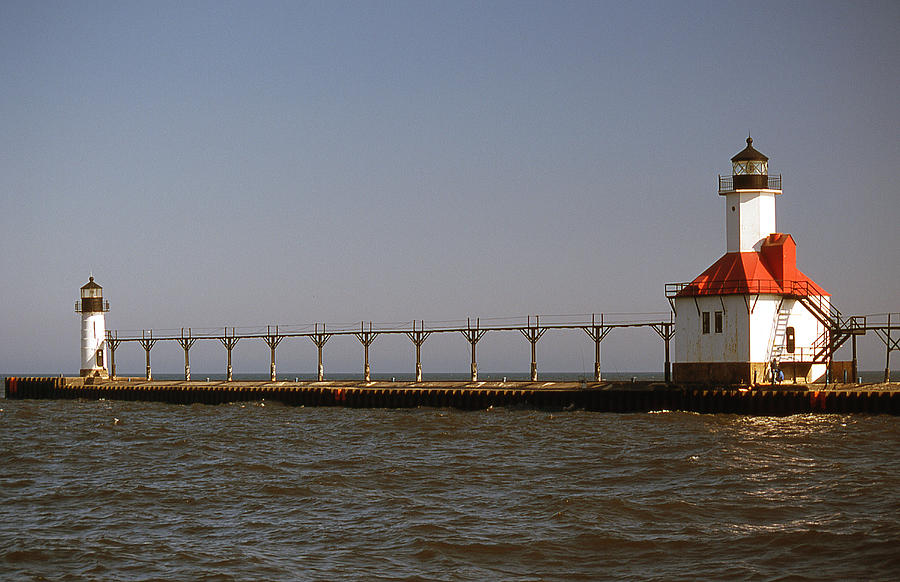 St. Joseph North Pierhead Lights Photograph by Herbert Gatewood - Fine ...