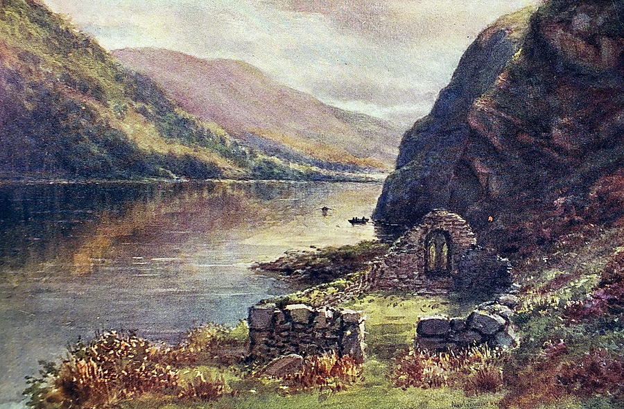 St Kevins Bed Glendalough Wicklow Painting by Val Byrne