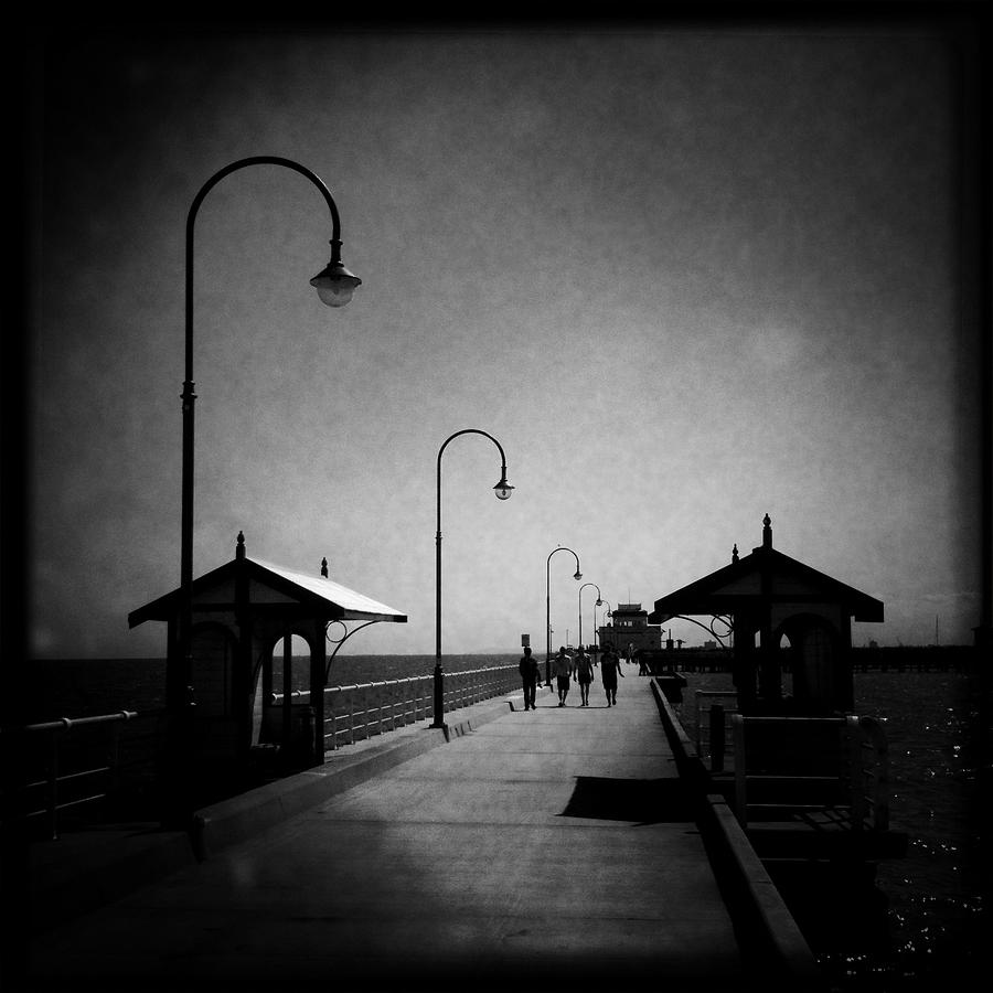 Black And White Photograph - St Kilda Pier Melbourne by Ben McDarmont