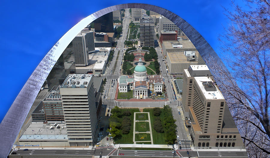 St Louis A View From The Arch Merged Image Photograph by Thomas Woolworth