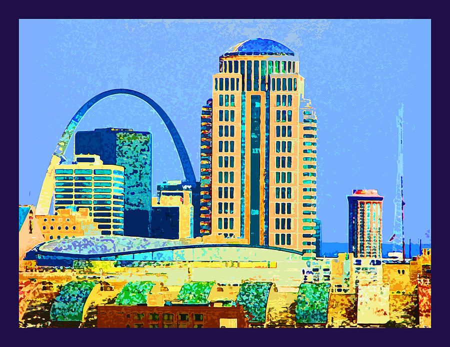 St. Louis Digital Art - St. Louis Arch Skyline by John Lautermilch