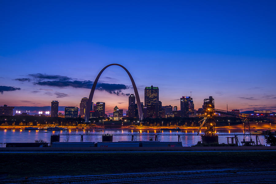 St. Louis Missouri Night Skyline Blue Hour Photograph by David Haskett II