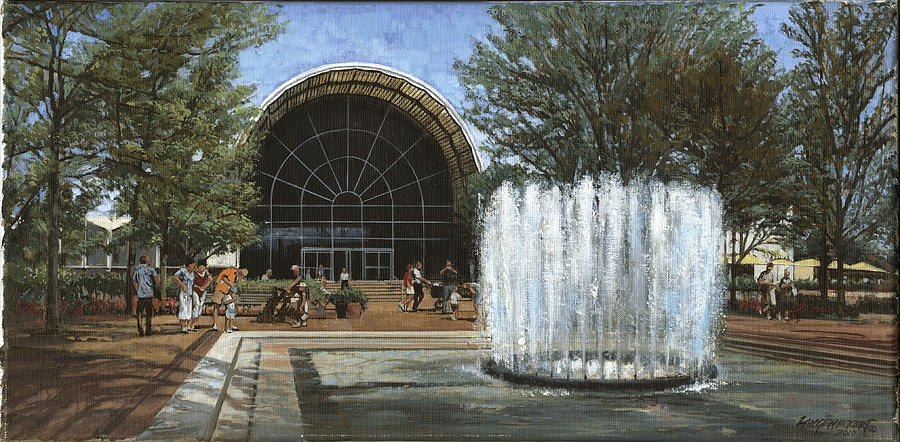 St. Louis Painting - St. Louis Botanical Garden Fountain by Don  Langeneckert