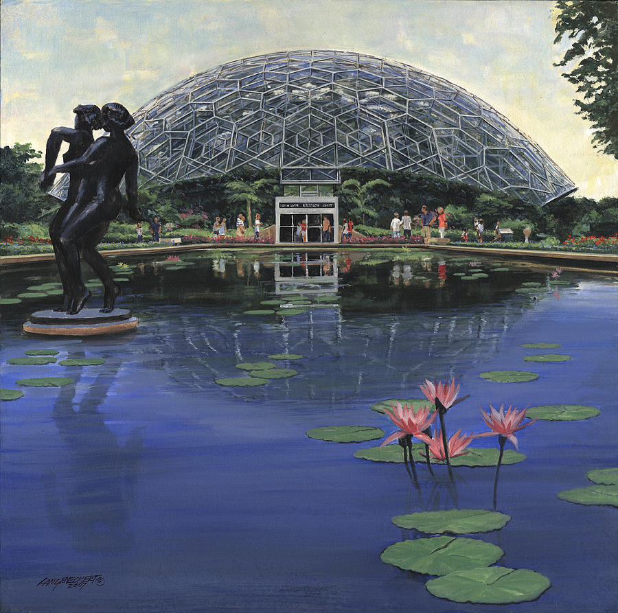 St. Louis Painting - St. Louis Botanical Gardens Climatron by Don  Langeneckert