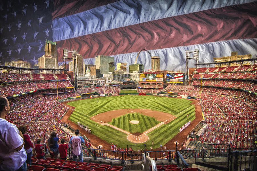 St Louis Cardinals Busch Stadium National Anthem Paint Photograph by David Haskett II