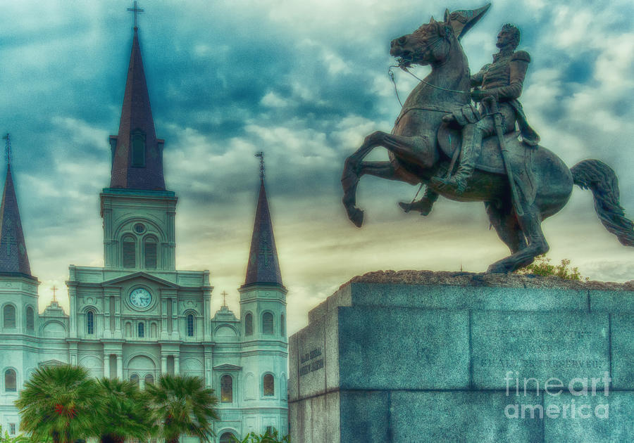 St. Louis Cathedral and Andrew Jackson- Artistic Photograph by Kathleen K Parker