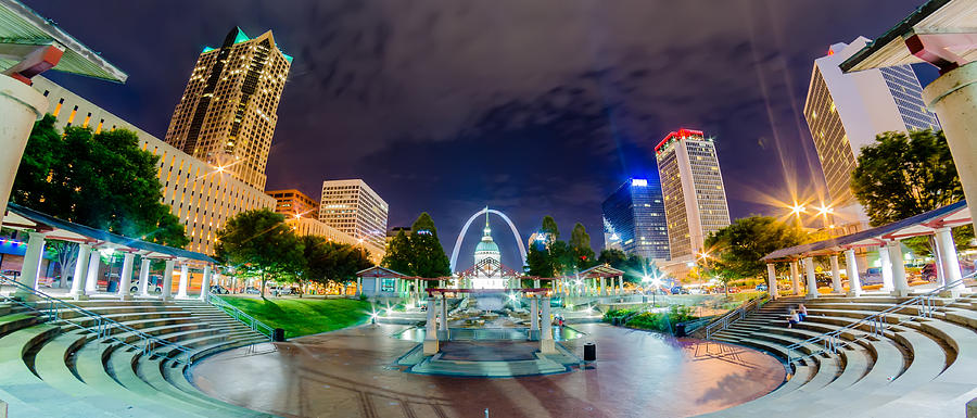 St. Louis downtown skyline buildings at night Photograph by Alex Grichenko