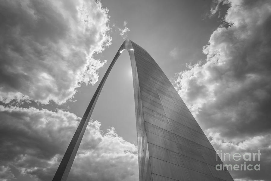 St. Louis Gateway Arch Black and White Sunrise Photograph by David Haskett II