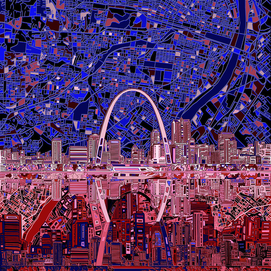 St Louis Skyline Abstract 6 Painting