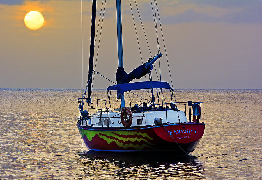 St. Lucia - Sailboat Adrift Photograph by Brendan Reals