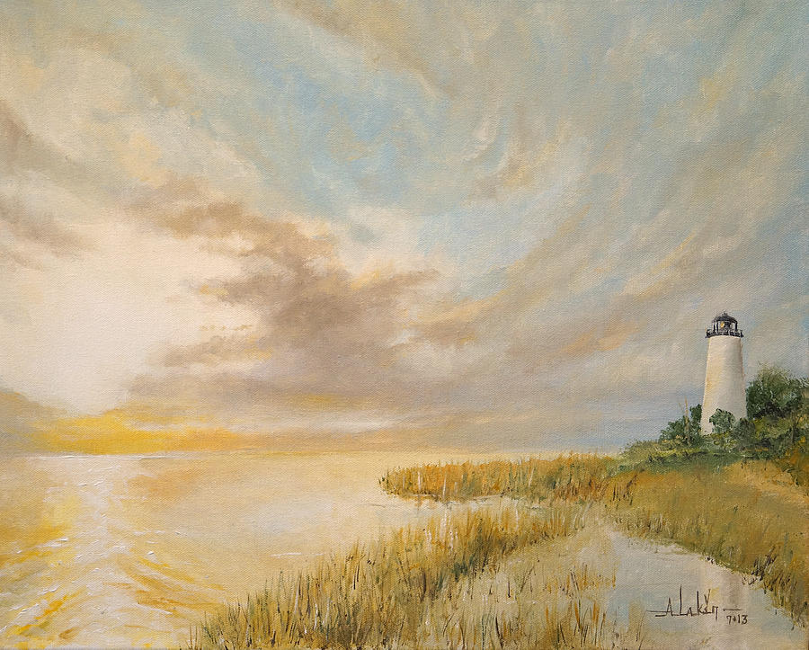 St Marks Lighthouse Painting by Alan Lakin